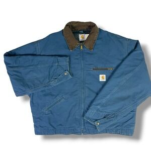 Carhartt Detroit Jacket JB1215 Made In USA 2XL Distressed Workwear VTG Blue